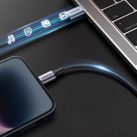 Kabel przewód do iPhone Lightning - USB-C 2.0 MFi 1m - szary