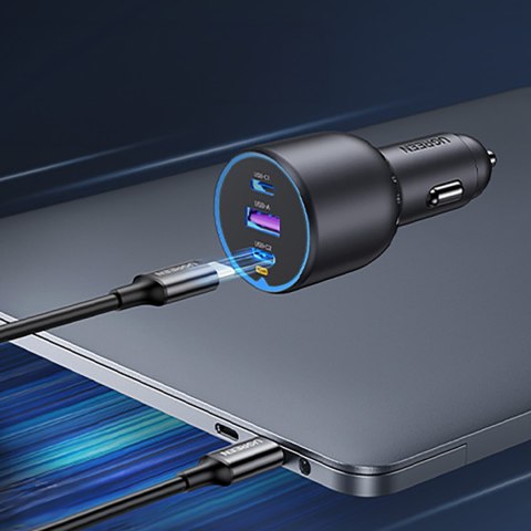 Ładowarka samochodowa 130W 2x USB-C 1x USB-A - szara