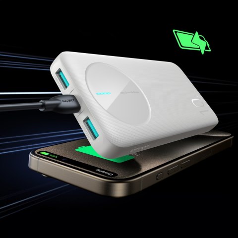 Powerbank JR-PBF12 10000mAh 2.4A 2x USB-A 1x USB-C - biały