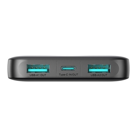 Powerbank JR-PBF12 10000mAh 2.4A 2x USB-A 1x USB-C - czarny