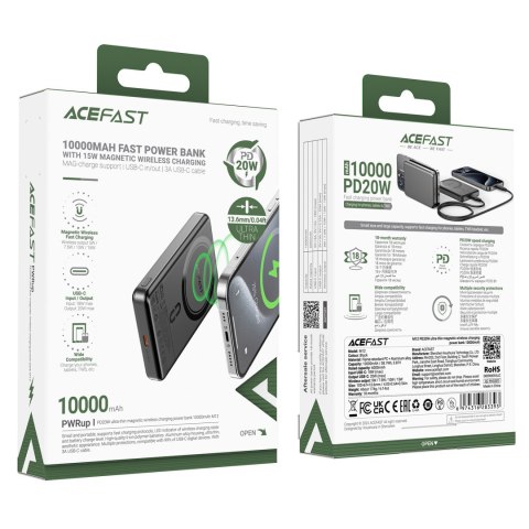 Powerbank magnetyczny 10000mAh PD20W MagSafe ultra cienki - czarny
