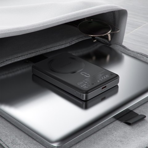 Powerbank magnetyczny 10000mAh PD20W MagSafe ultra cienki - czarny