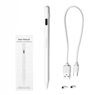 Rysik aktywny Stylus uniwersalny do Android i iOS USB-C - biały