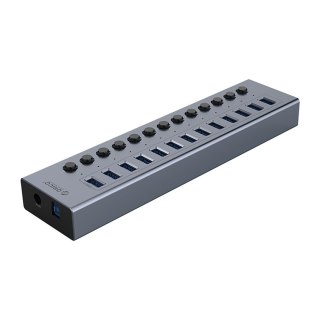 Hub BT2U3-13AB z włącznikami 13x USB-A - szary