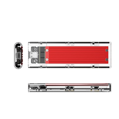 Kieszeń obudowa na dysk TCM2-C3 M.2 NVME na USB-C 10Gb/s - czerwono-przezroczysta