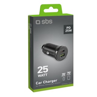 Ładowarka samochodowa Power Delivery USB-A USB-C 25W - czarna