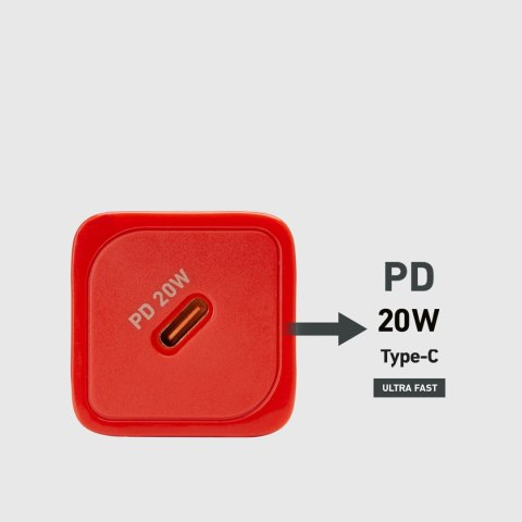 Ładowarka sieciowa GaN z Power Delivery 20W - czerwona