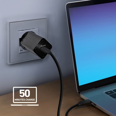 Ładowarka sieciowa GaN z Power Delivery 65W - czarna