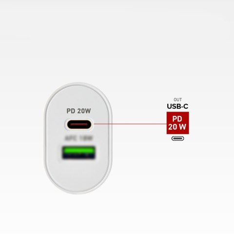 Ładowarka sieciowa Power Delivery USB-A USB-C 20W - biała