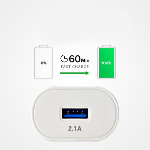 Ładowarka sieciowa USB-A 10W - biała