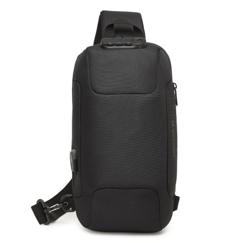 Plecak miejski Premium na jedno ramię antykradzieżowy z organizerem i USB - czarny