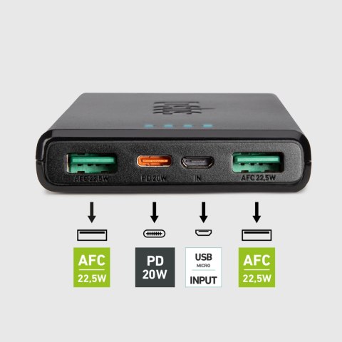 Powerbank 10000 mAh Power Delivery 20W - czarny