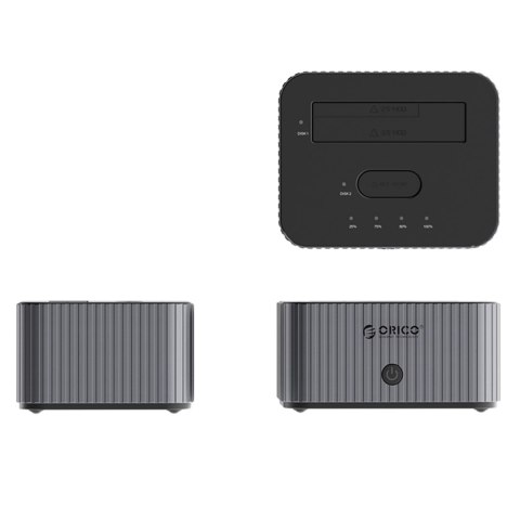Stacja dokująca IT28E-C z funkcją klonowania na 2 dyski M.2 NVME 2.5'' / 3.5 HDD / 2.5'' SSD - szara
