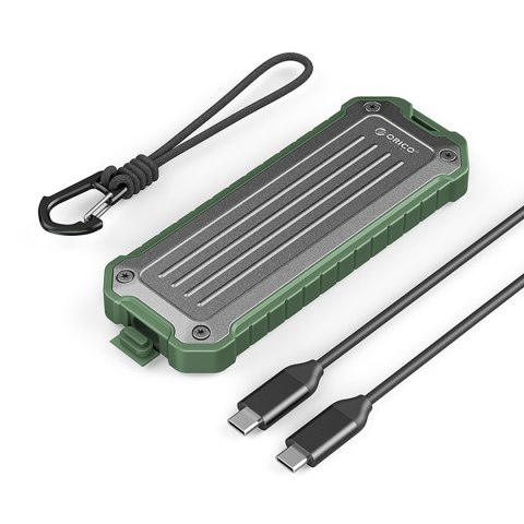 Wzmocniona kieszeń dyskowa taktyczna OTPX-G2 M.2 NVMe / SATA SSD USB-C - szaro-zielona