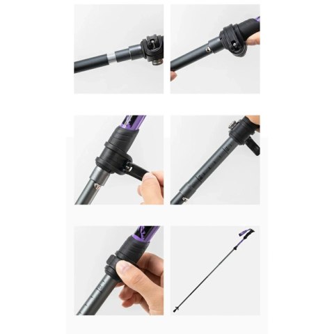 Kijki trekkingowe nordic walking aluminiowe 110 - 130 cm - fioletowe