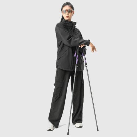 Kijki trekkingowe nordic walking aluminiowe 110 - 130 cm - fioletowe