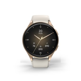 Smartwatch Hama 8900 GPS AMOLED 1.32'' z beżowym paskiem silikonowym - złoty
