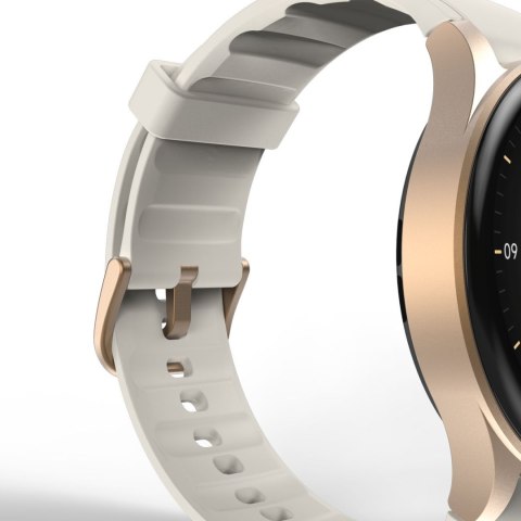 Smartwatch Hama 8900 GPS AMOLED 1.32'' z beżowym paskiem silikonowym - złoty