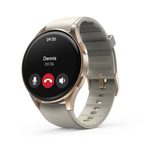 Smartwatch Hama 8900 GPS AMOLED 1.32'' z beżowym paskiem silikonowym - złoty