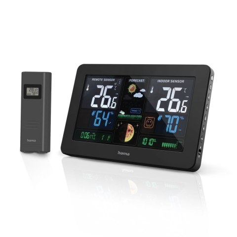 Stacja pogody Hama Premium z kolorowym wyświetlaczem USB - czarna