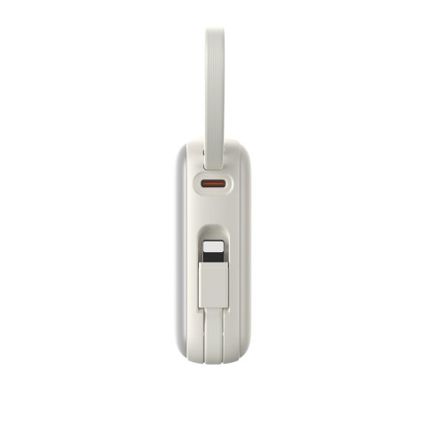 Powerbank 10000mAh 22.5W z wbudowanymi kablami USB-C Lightning - biały