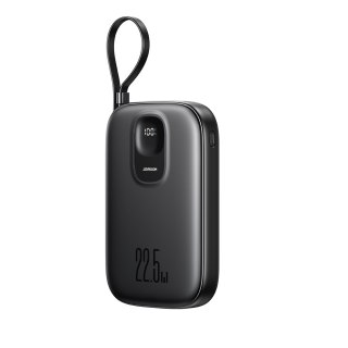 Powerbank 10000mAh z wbudowanym kablem 22.5W USB-C 0.25 cm - czarny