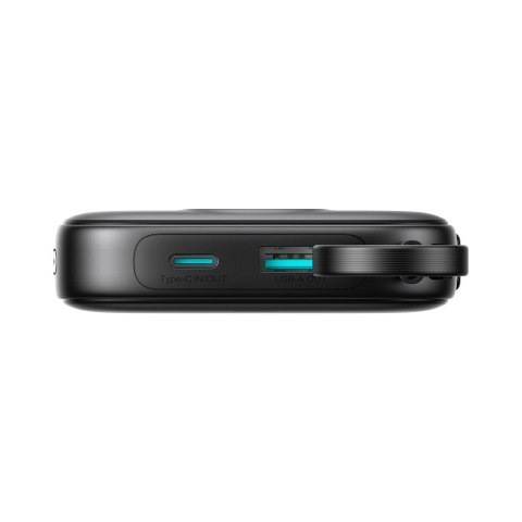Powerbank 10000mAh z wbudowanym kablem 22.5W USB-C 0.25 cm - czarny