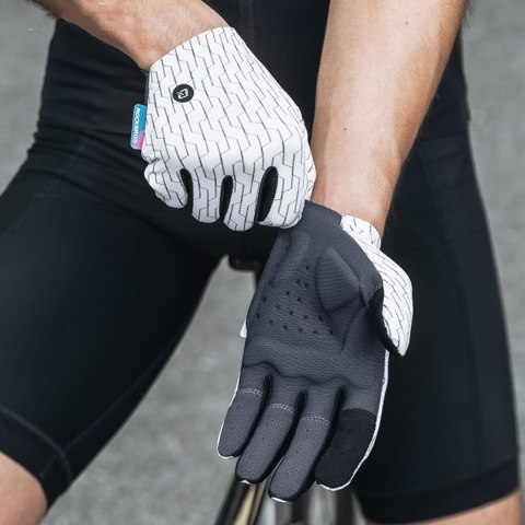 Rękawiczki sportowe rowerowe pełne wiosenno-letnie rozmiar XL - biało-czarne