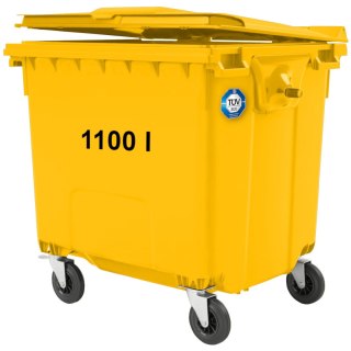 Kontener pojemnik na odpady śmieci komunalne PZH EN 840-2 DIN 1100L - żółty