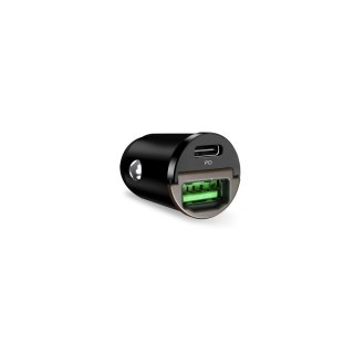 Ładowarka samochodowa USB-C USB-A PD - czarna