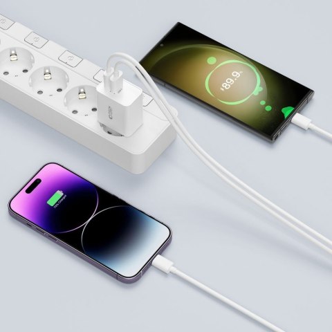 Ładowarka sieciowa 2x USB-C PD 35W - biała