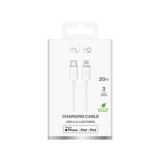 Kabel przewód USB-C - iPhone Lightning TPE 20W 3m - biały