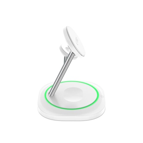 Ładowarka indukcyjna 3w1 do smartfona smartwatcha słuchawek Magnetic MagSafe - biała