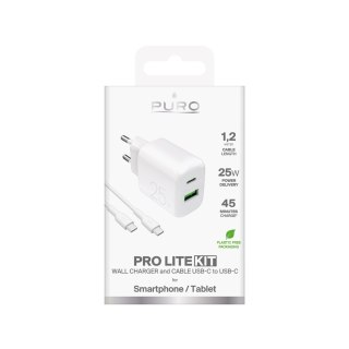 Ładowarka sieciowa USB-A USB-C z kablem USB-C 25W 1.2m - biała