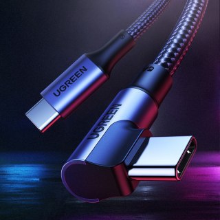 Kabel przewód kątowy USB-C PD QC 100W 5A 1m czarny