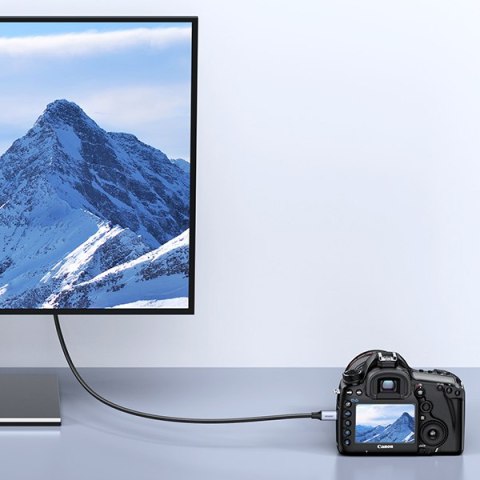 Kabel przewód przejściówka micro HDMI - HDMI 2.1 8K 2m szary