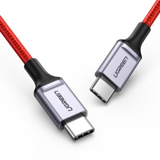 Kabel przewód w oplocie USB-C - USB-C 2.0 3A czerwony