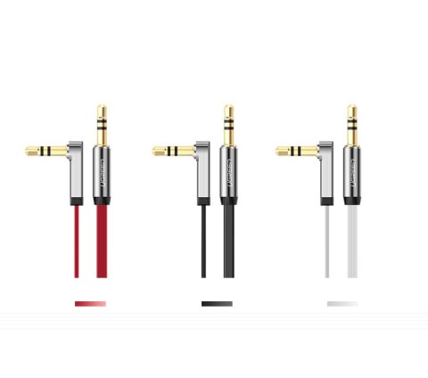 Płaski kabel przewód audio AUX 3.5 mm mini jack 5m srebrny