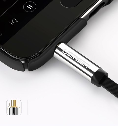 Płaski kabel przewód audio AUX 3.5 mm mini jack 5m srebrny