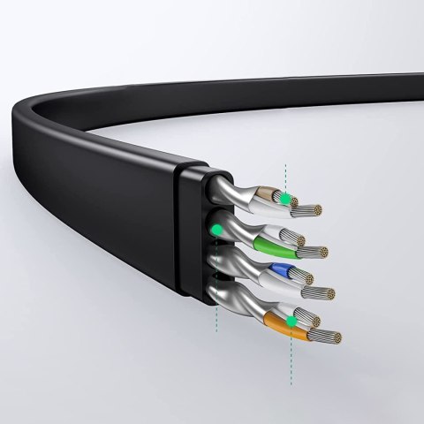 Płaski kabel sieciowy patchcord LAN RJ45 Ethernet Cat. 6 15m czarny
