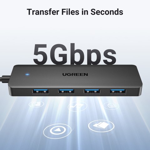 HUB adapter rozdzielacz portów 4x USB-A 3.0 + kabel USB-A 3.0 czarny
