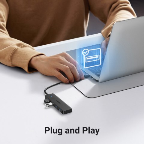 HUB adapter rozdzielacz portów 4x USB-A 3.0 + kabel USB-A 3.0 czarny