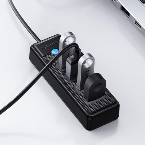 Hub rozdzielacz PW4U-U3 USB-A - 4x USB-A - czarny
