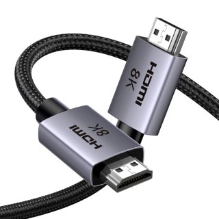 Kabel przewód HDMI 2.1 8K certyfikowany VRR QMS QFT ALLM 3m - szary