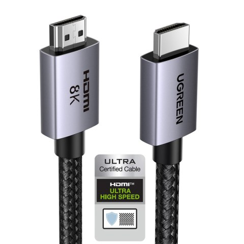 Kabel przewód HDMI 2.1 8K certyfikowany VRR QMS QFT ALLM 3m - szary