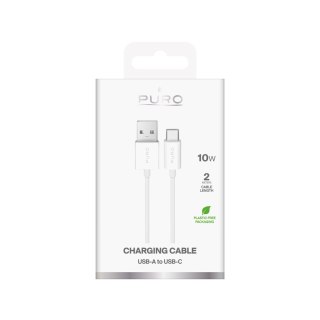 Kabel przewód USB-A - USB-C 10W TPE 2m - biały