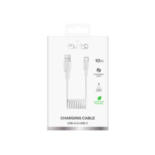Kabel przewód spiralny USB-A - USB-C 10W 1m - biały