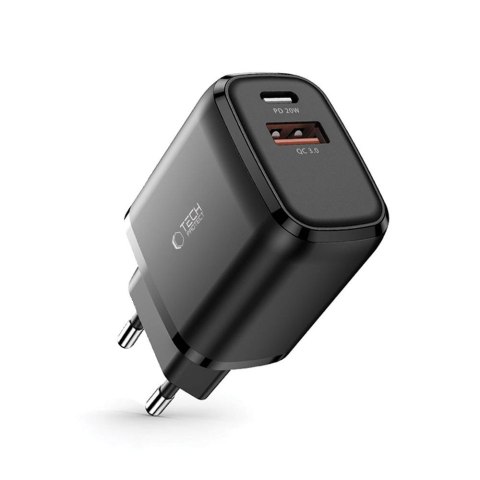 Ładowarka sieciowa USB-C PD 20W / USB-A QC 3.0 - czarna