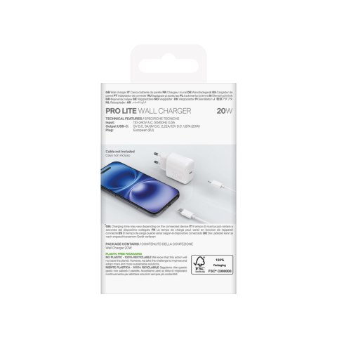 Ładowarka sieciowa USB-C PROLITE 20W - biała