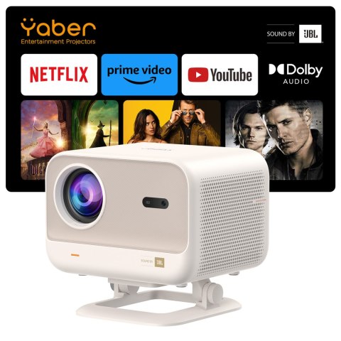 Projektor multimedialny FullHD 1080p LCD z głośnikami JBL WiFi L2 Plus - beżowy